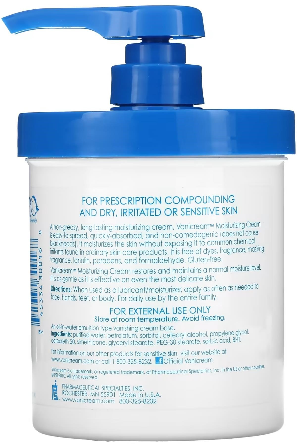Vanicream Nemlendirici Yüz ve Vücut Kremi Pompalı 453GR
