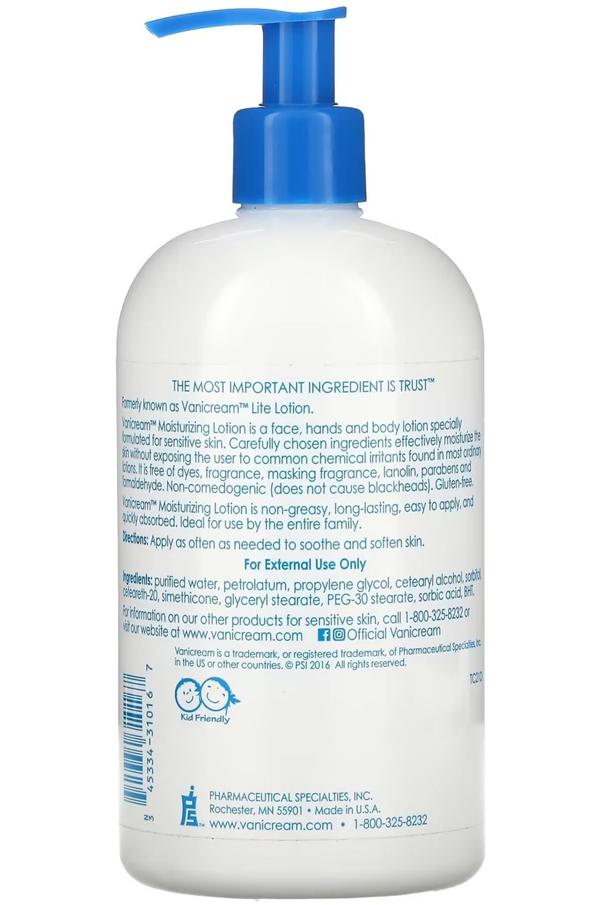 Vanicream Nemlendirici Yüz ve Vücut Losyonu 453GR