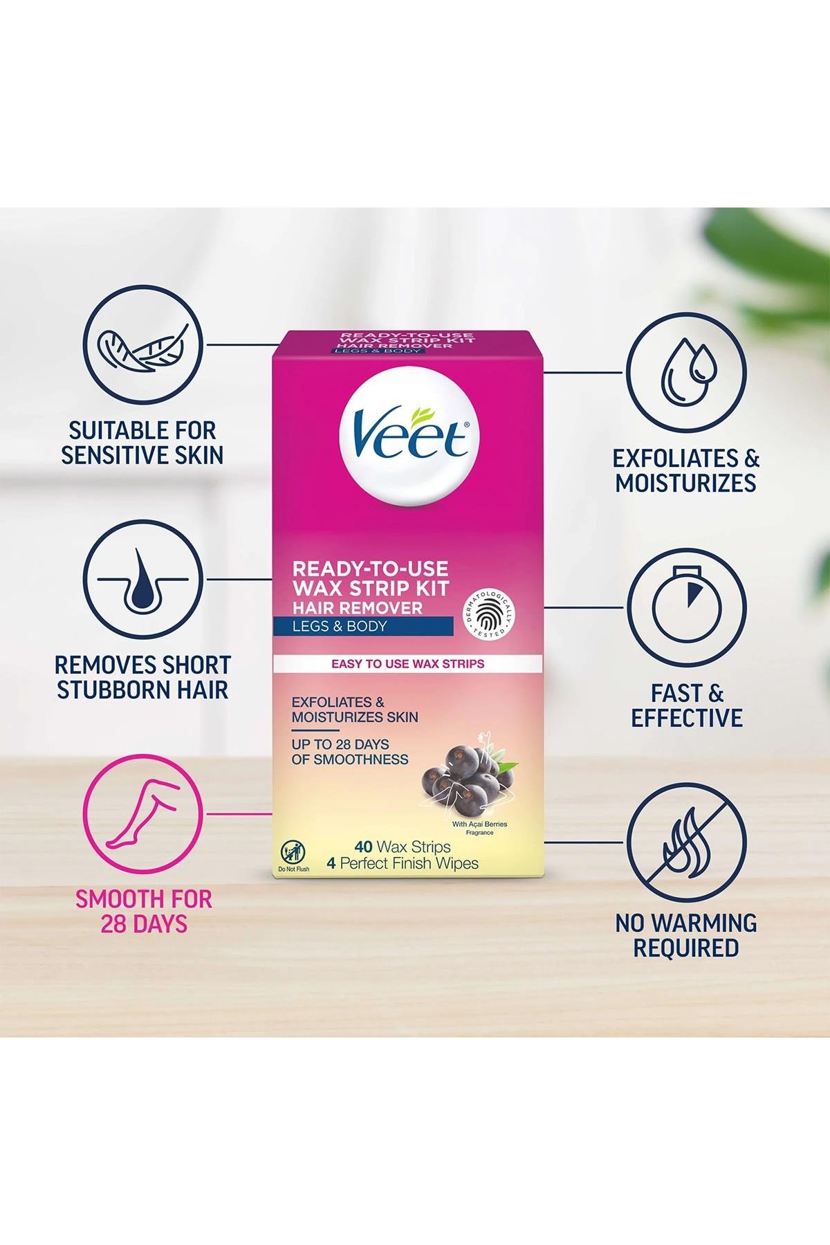 Veet Bacak ve Vücut Bölgesi Sir Ağda Bandı 40lı Paket