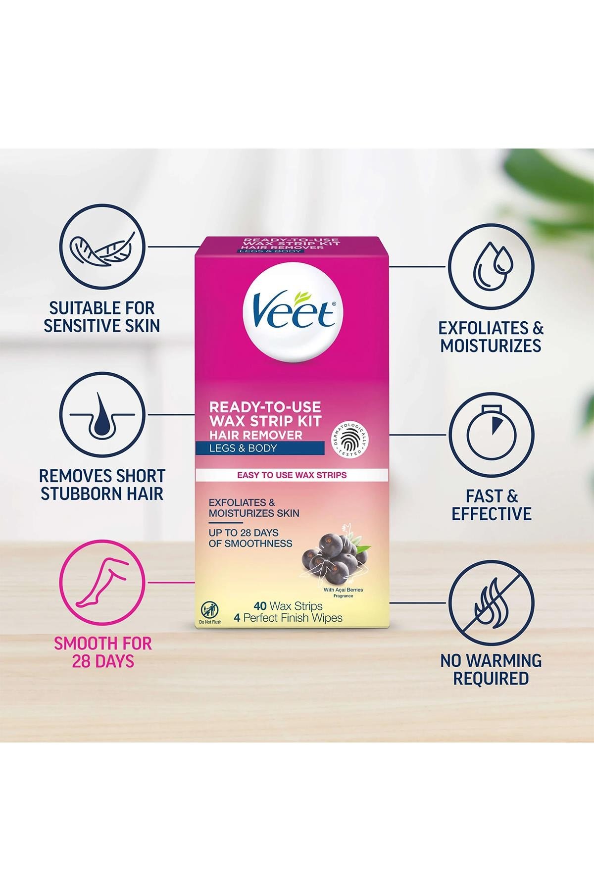 Veet Bacak ve Vücut Bölgesi Sir Ağda Bandı 40lı Paket