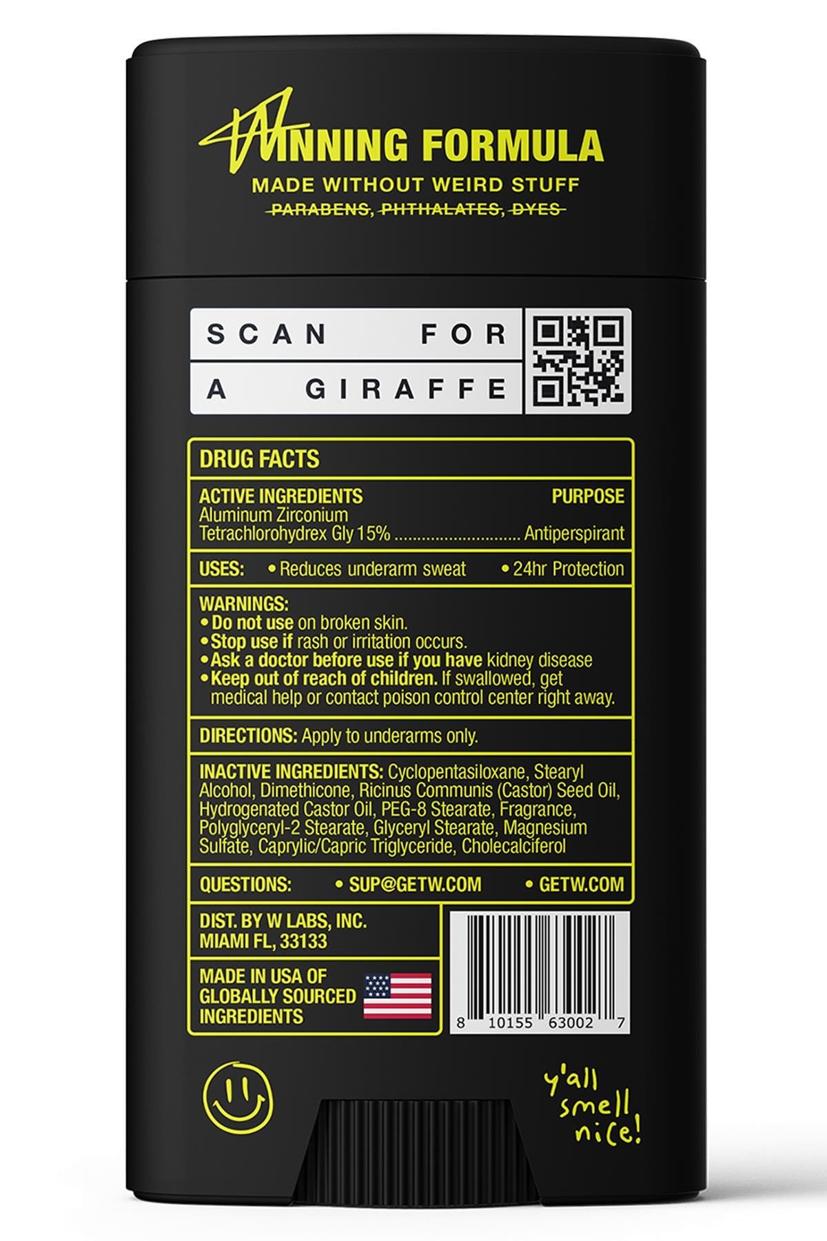 W Labs Deep Woods Antiperspirant Stick Deodorant 74GR