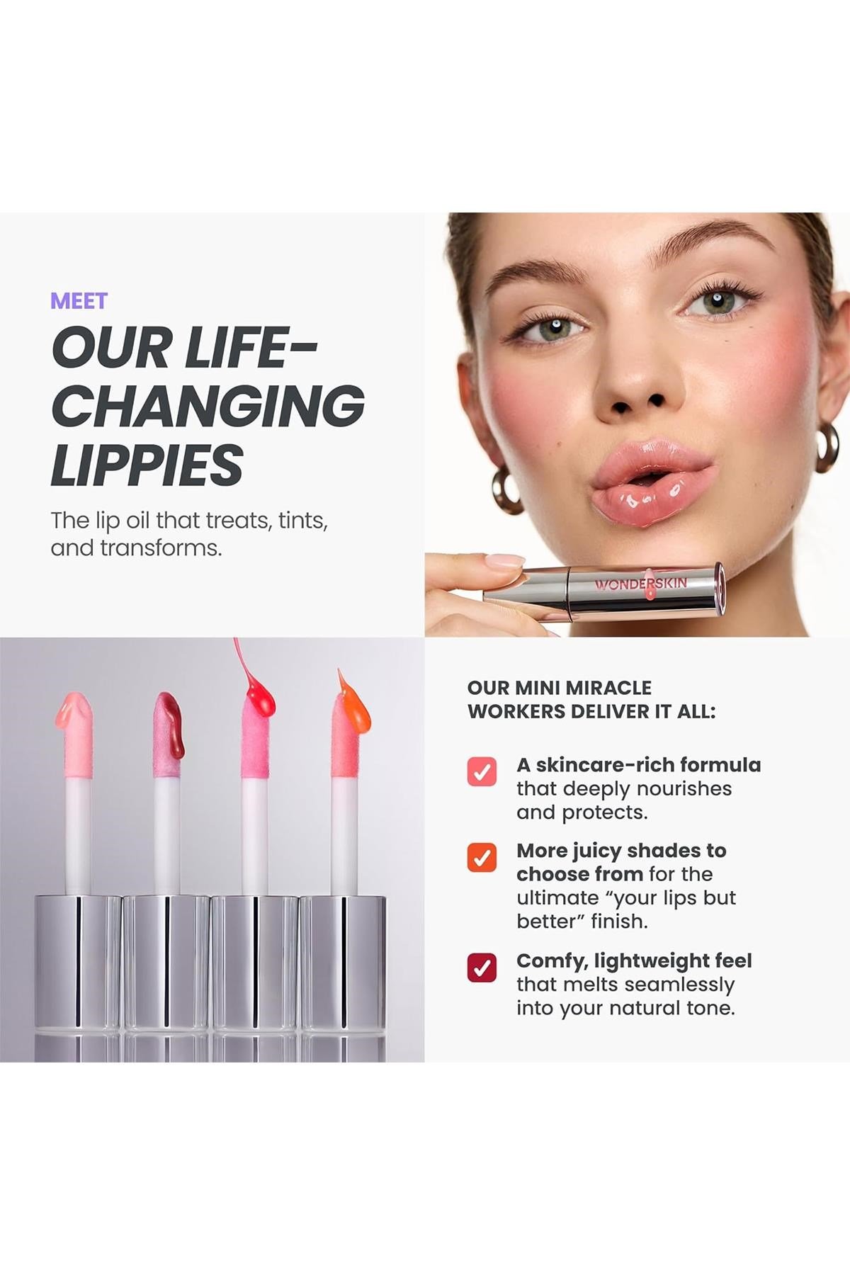 Wonderskin Lip Rehab Nemlendirici ve Onarıcı Renkli Dudak Serumu Yağı Flirt 3.57ML