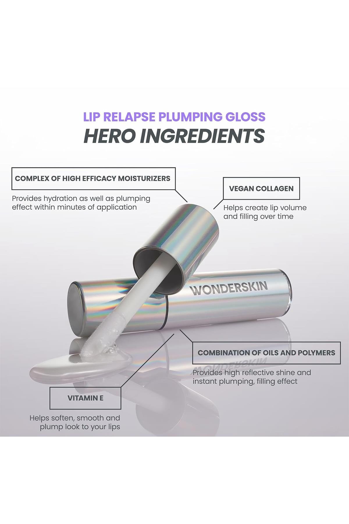 Wonderskin Lip Relapse Dolgunlaştırıcı Etki Şeffaf Dudak Parlatıcısı Clear 3.57ML