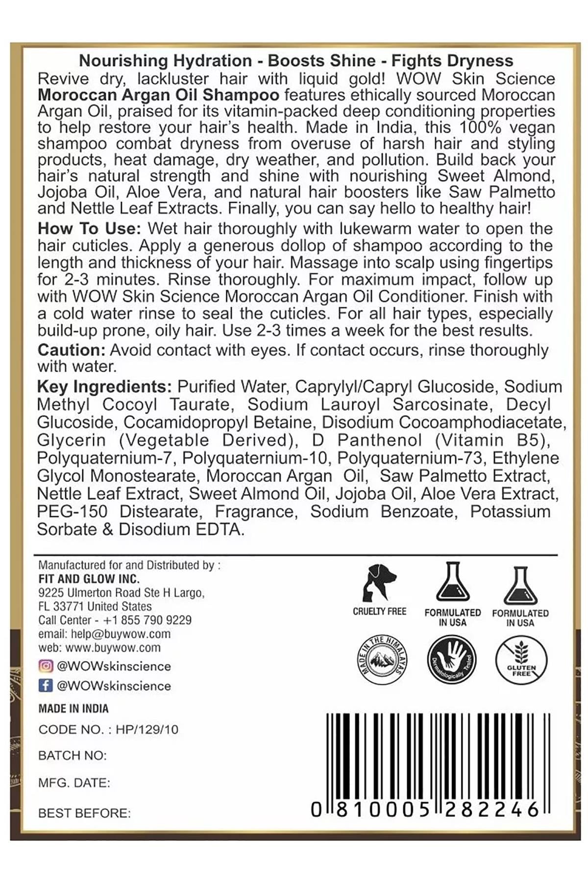 WOW Fas Argan Yağı Şampuanı 300ML