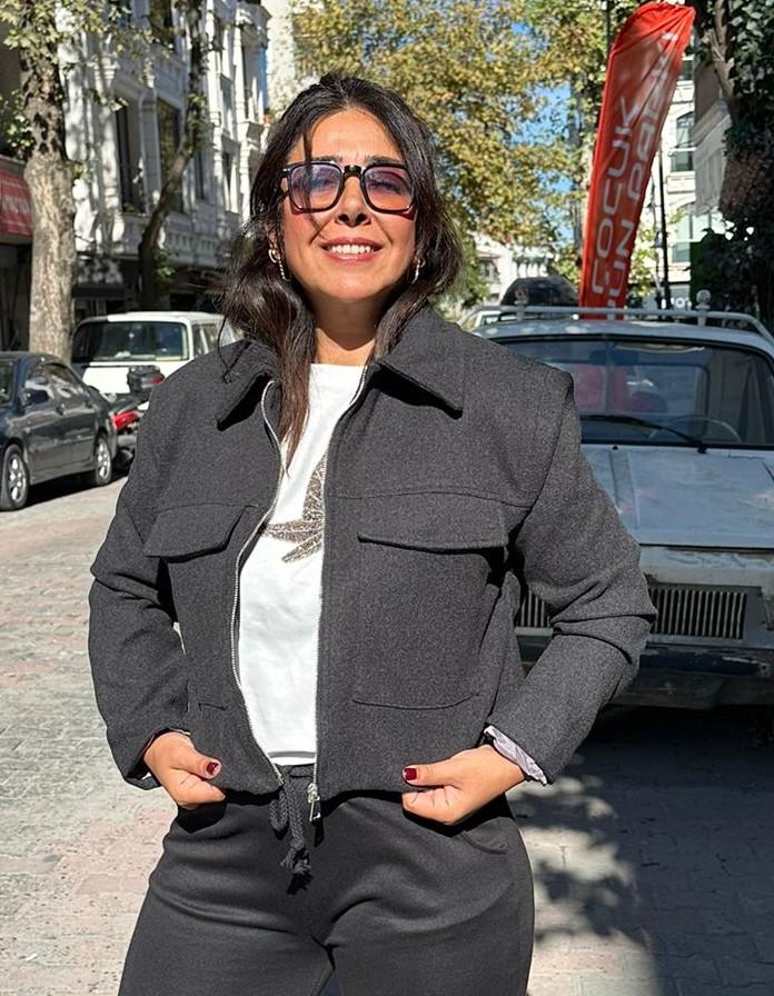 Antrasit Gri Kaşe Ceket 