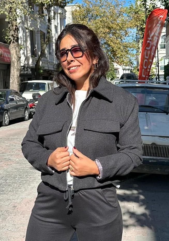 Antrasit Gri Kaşe Ceket 