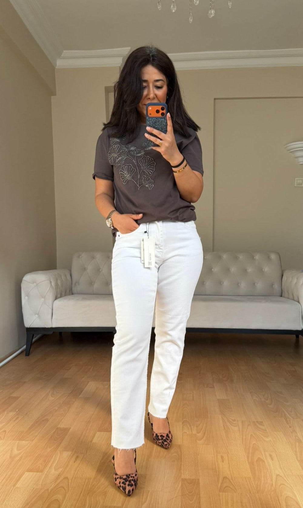 Beyaz Boyfit Jean Pantolon (iç göstermz)
