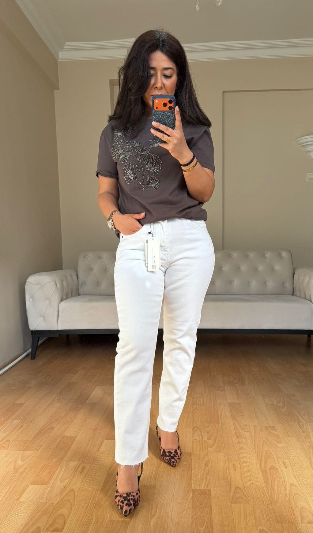 Beyaz Boyfit Jean Pantolon (iç göstermz)