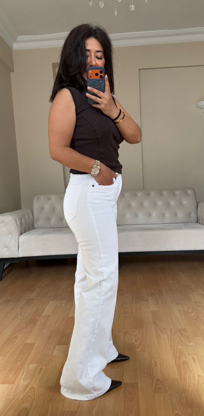 Beyaz Massino Leg Jeans(1 Beden Küçük Alın)