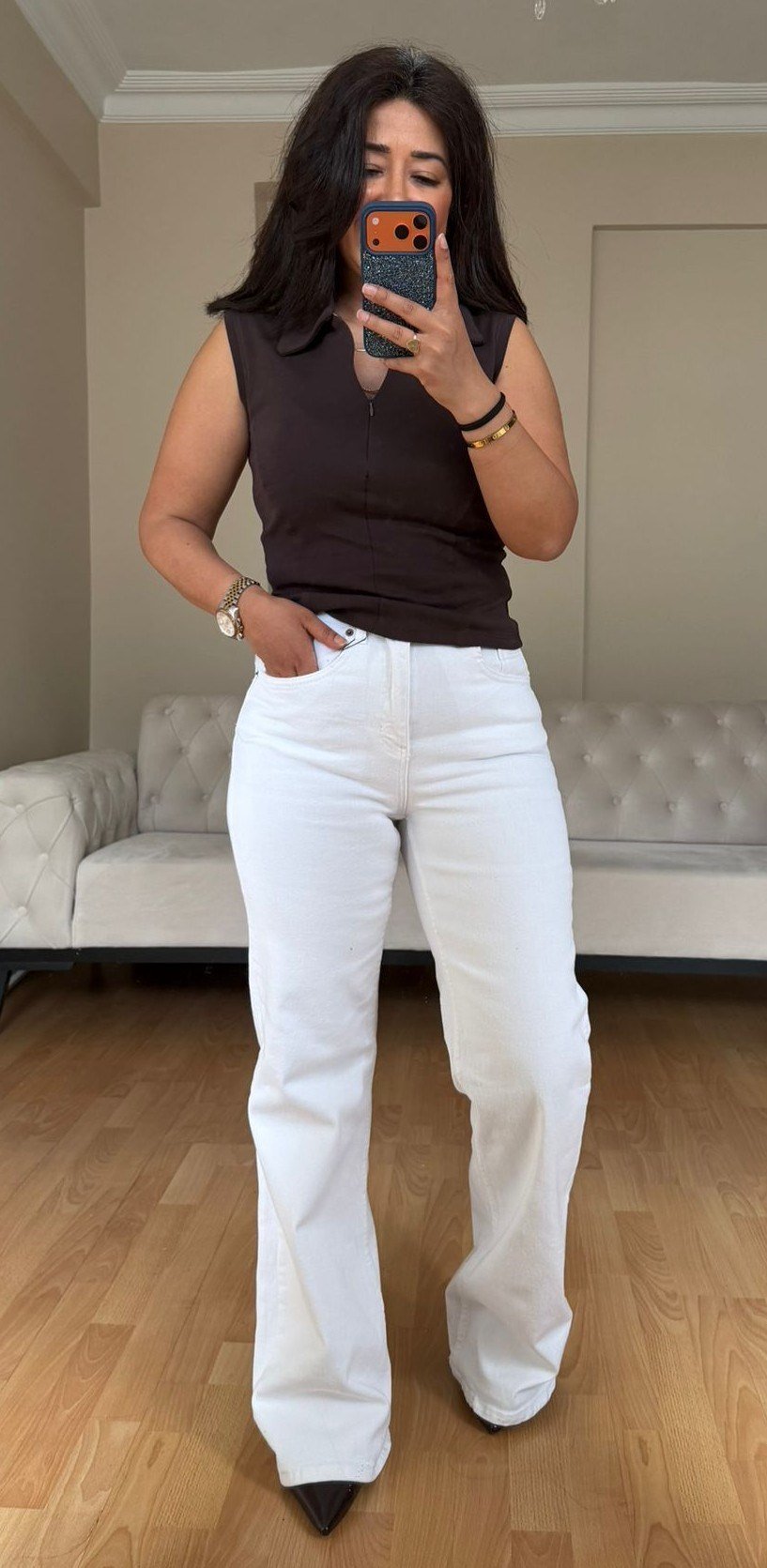 Beyaz Massino Leg Jeans(1 Beden Küçük Alın)