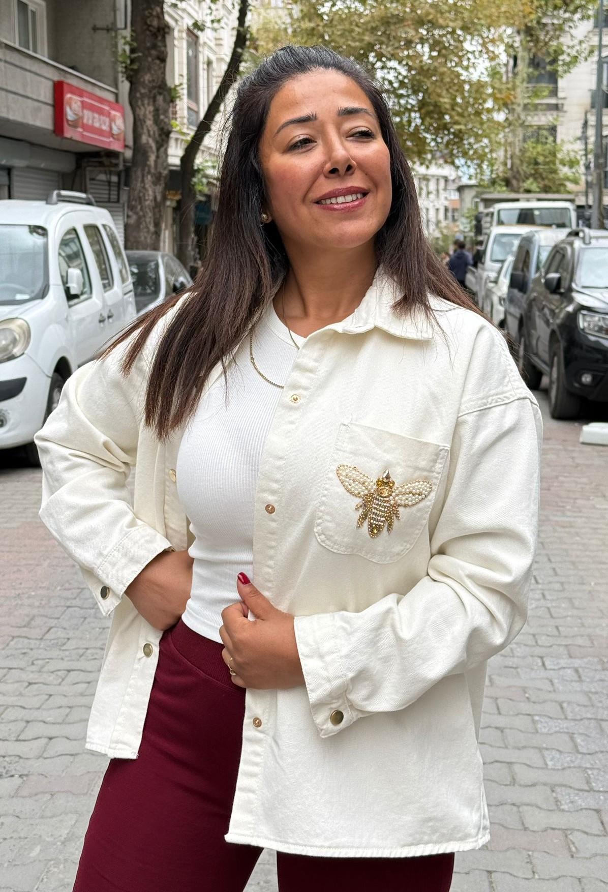 Beymen model  Ekru Arı Kot Gömlek