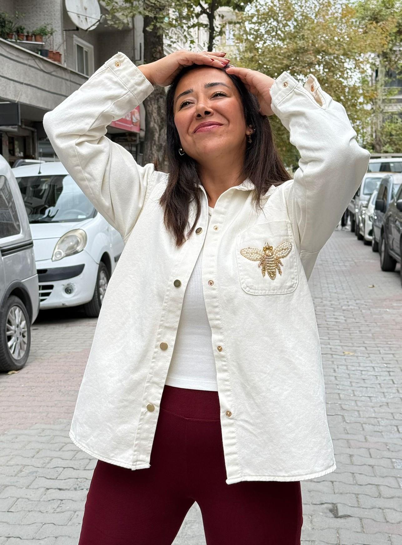 Beymen model  Ekru Arı Kot Gömlek