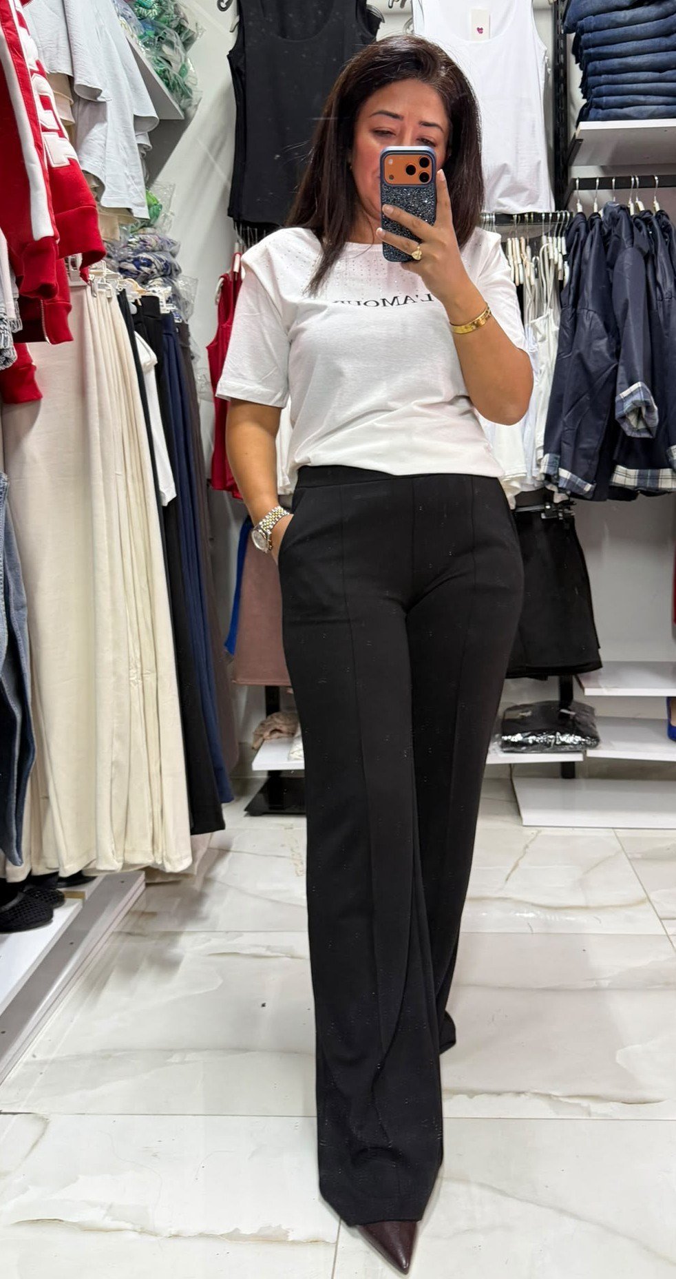 Çimalı Siyah Çelik Pantolon (likralı)