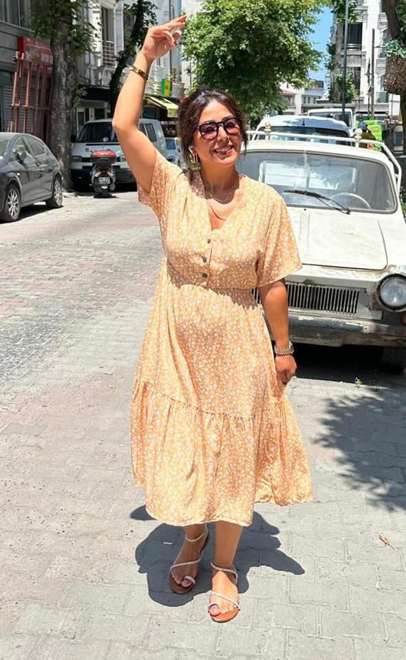 Derin Çıtır Elbise Turuncu