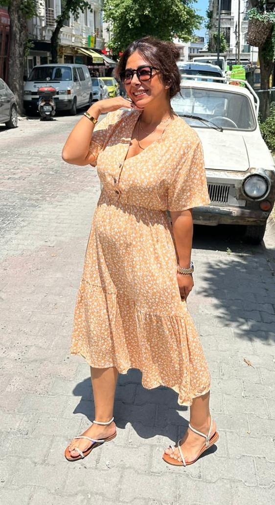 Derin Çıtır Elbise Turuncu