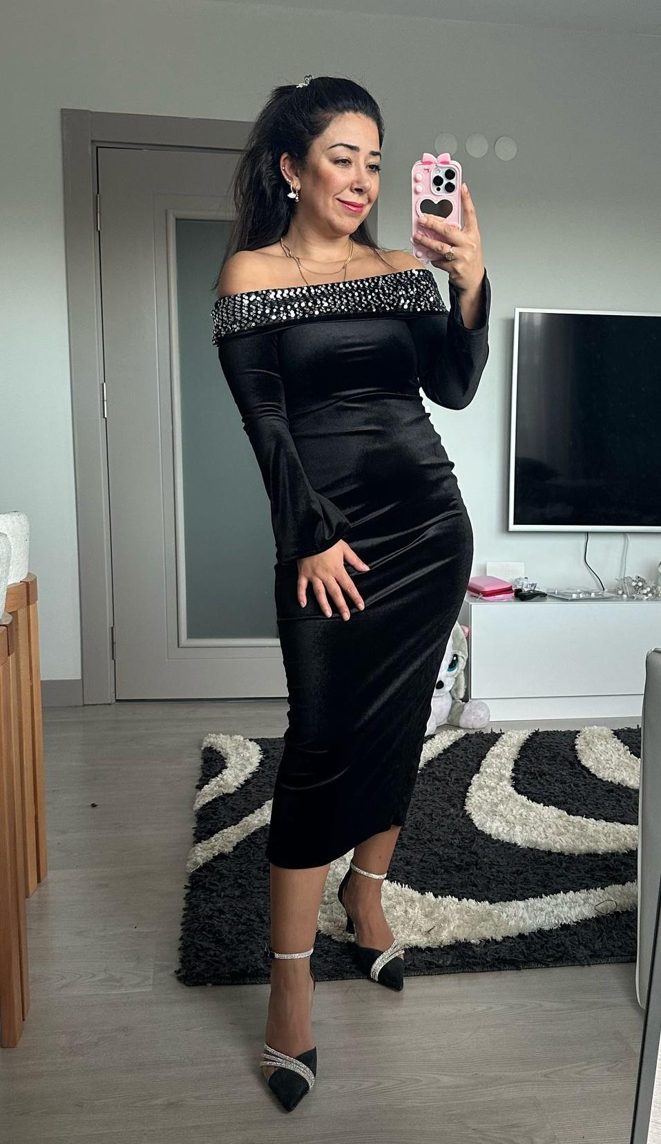 Kadife Pullu Madonna Elbise 