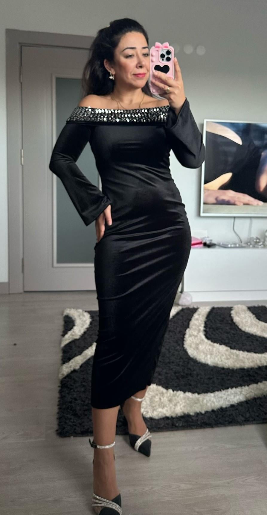 Kadife Pullu Madonna Elbise 