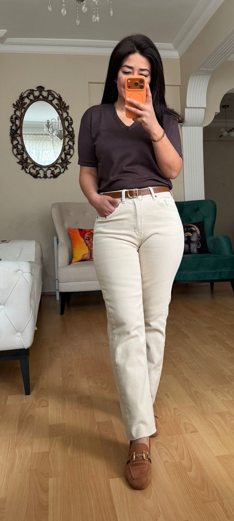 Krem Rengi Boyfit Jean Pantolon