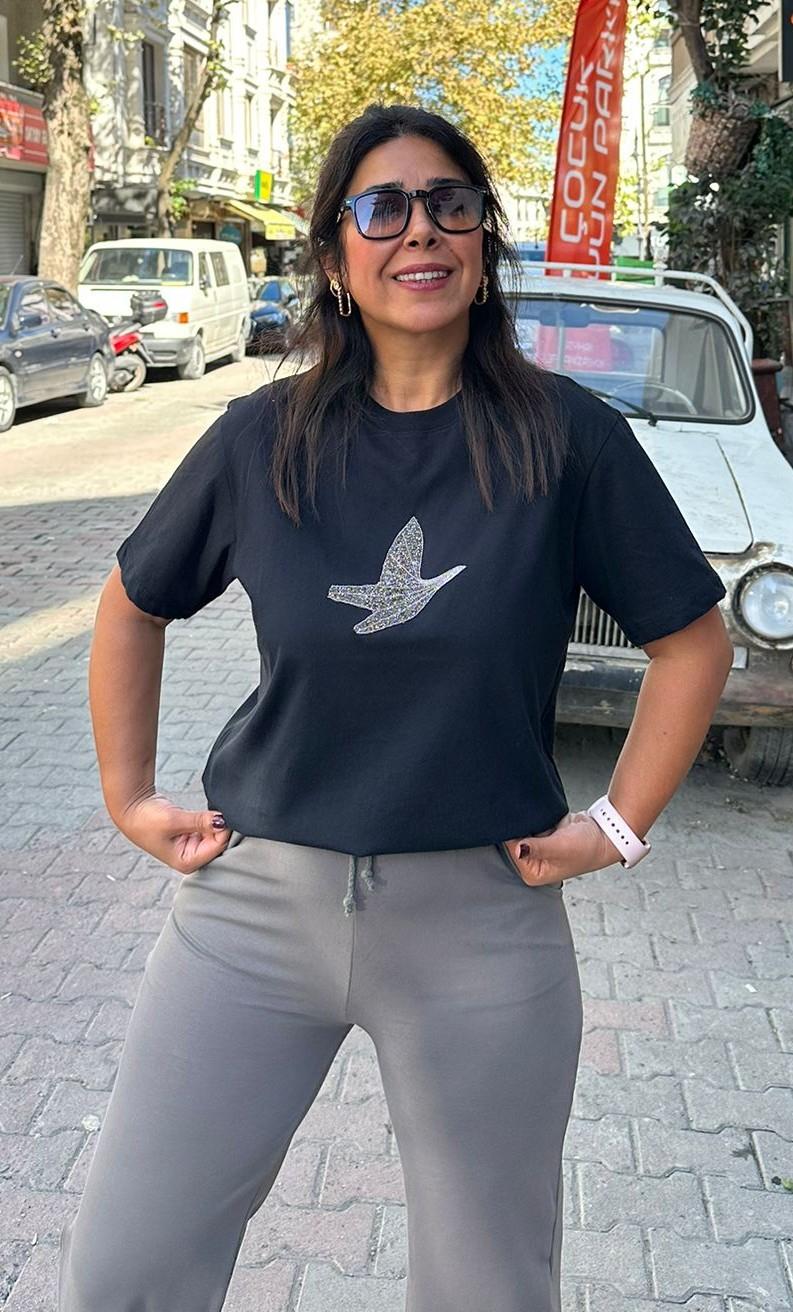 Kuş  Siyah Tişört