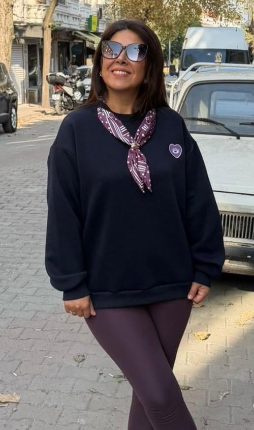 Lacivert Flarlı Sweatsört
