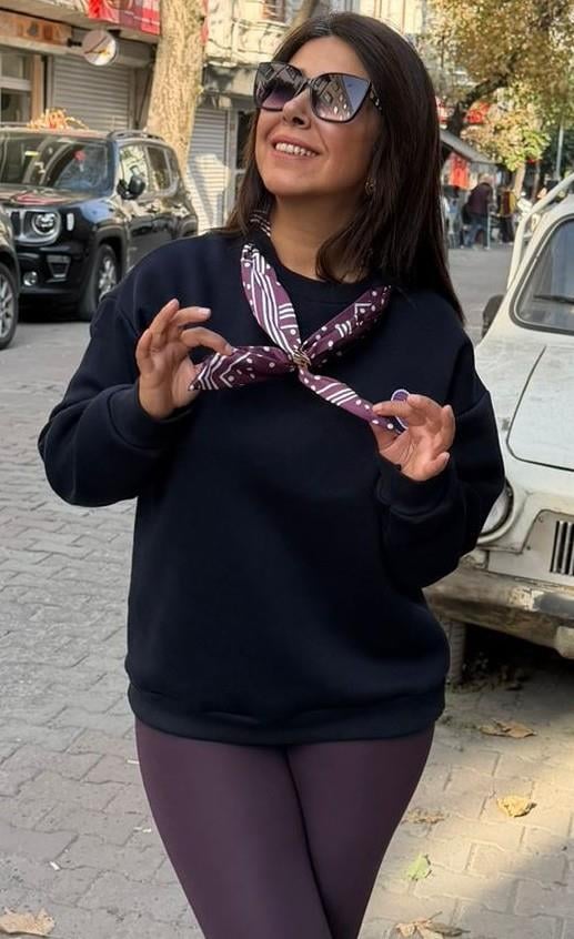 Lacivert Flarlı Sweatsört