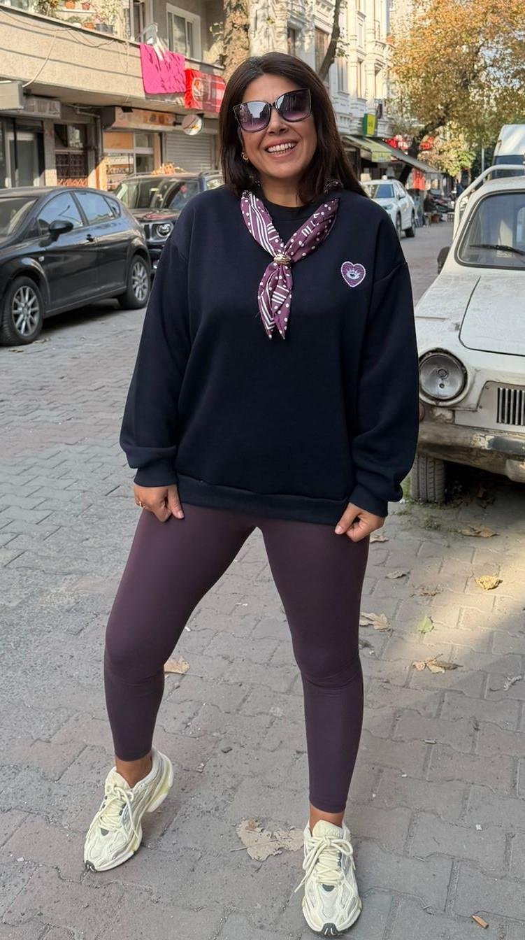Lacivert Flarlı Sweatsört