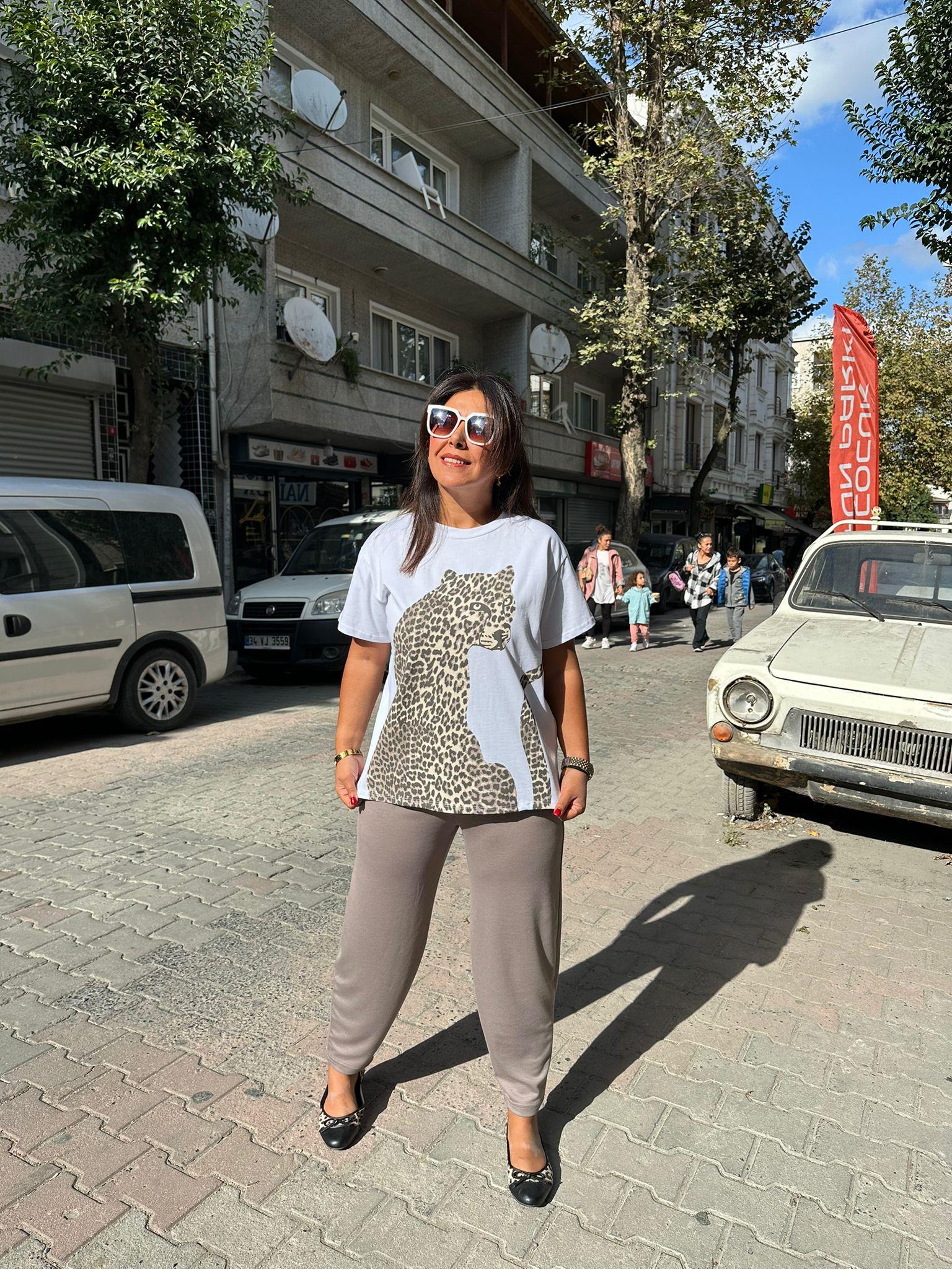 Leopar Desen Tişört