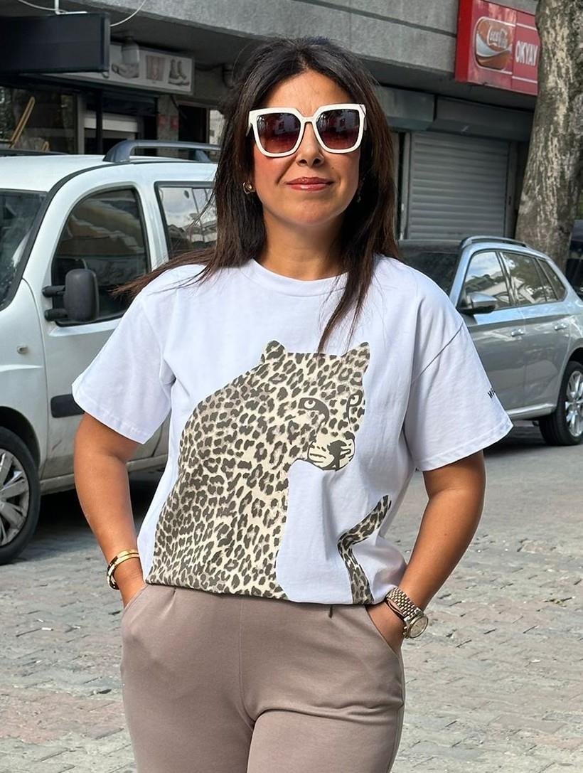 Leopar Desen Tişört