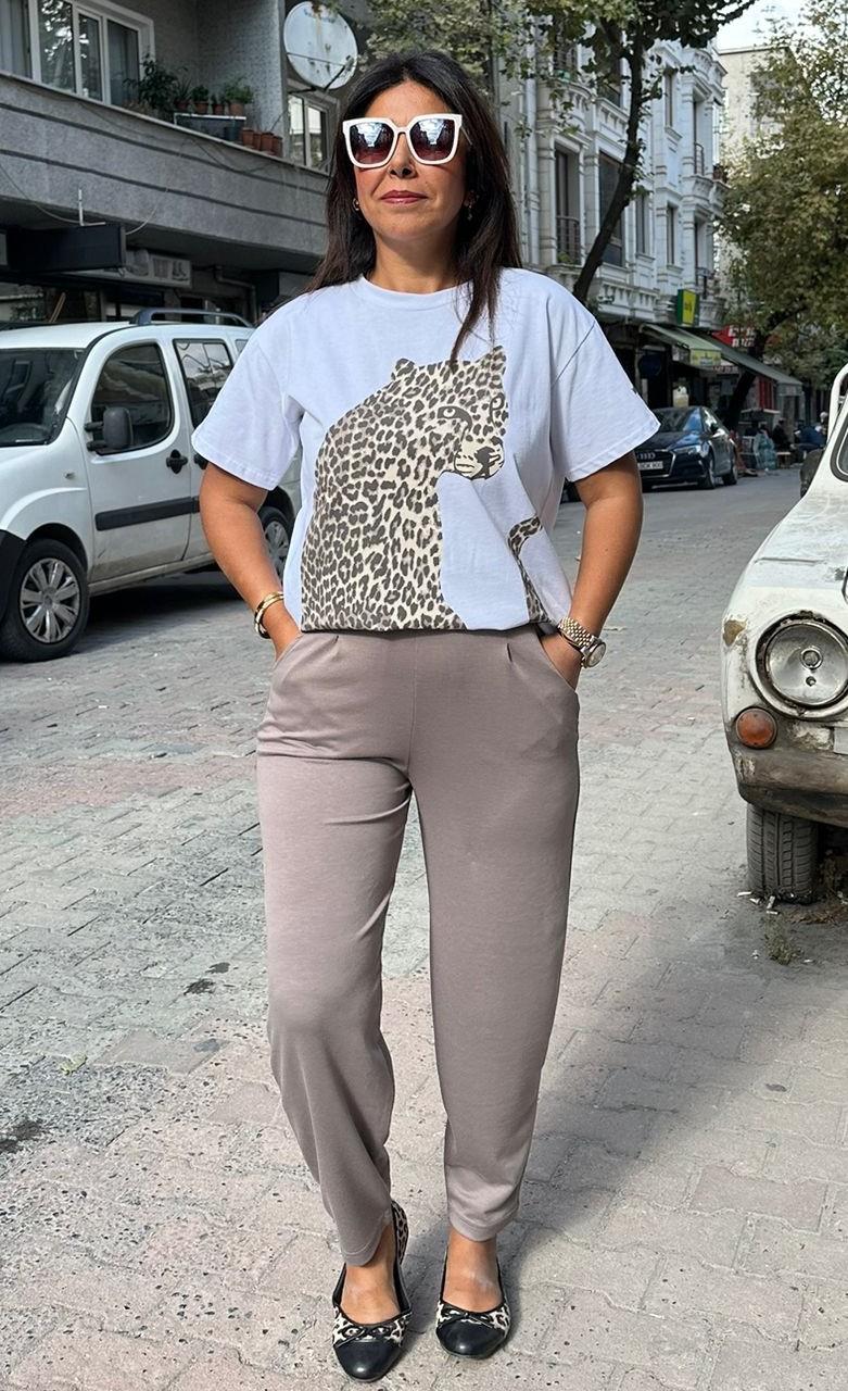 Leopar Desen Tişört