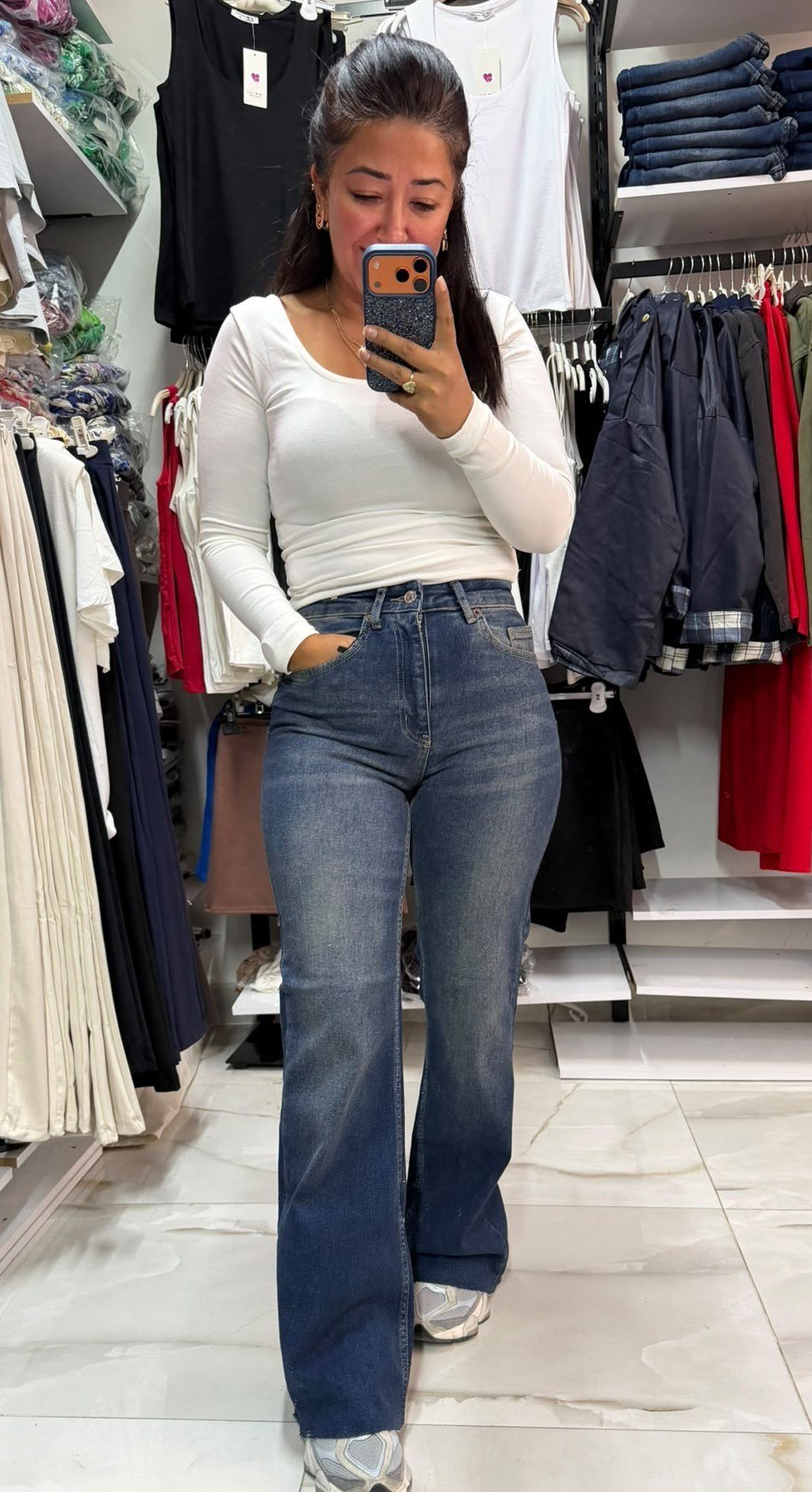 Mavi Likralı Push-Up Jeans (1 Beden küçük alın)