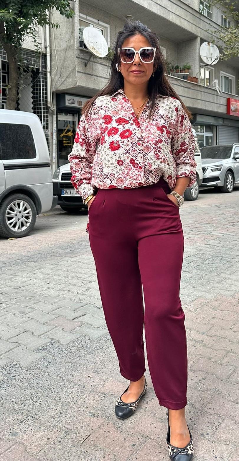 Modal Pantolon Bordo (rahat bol)