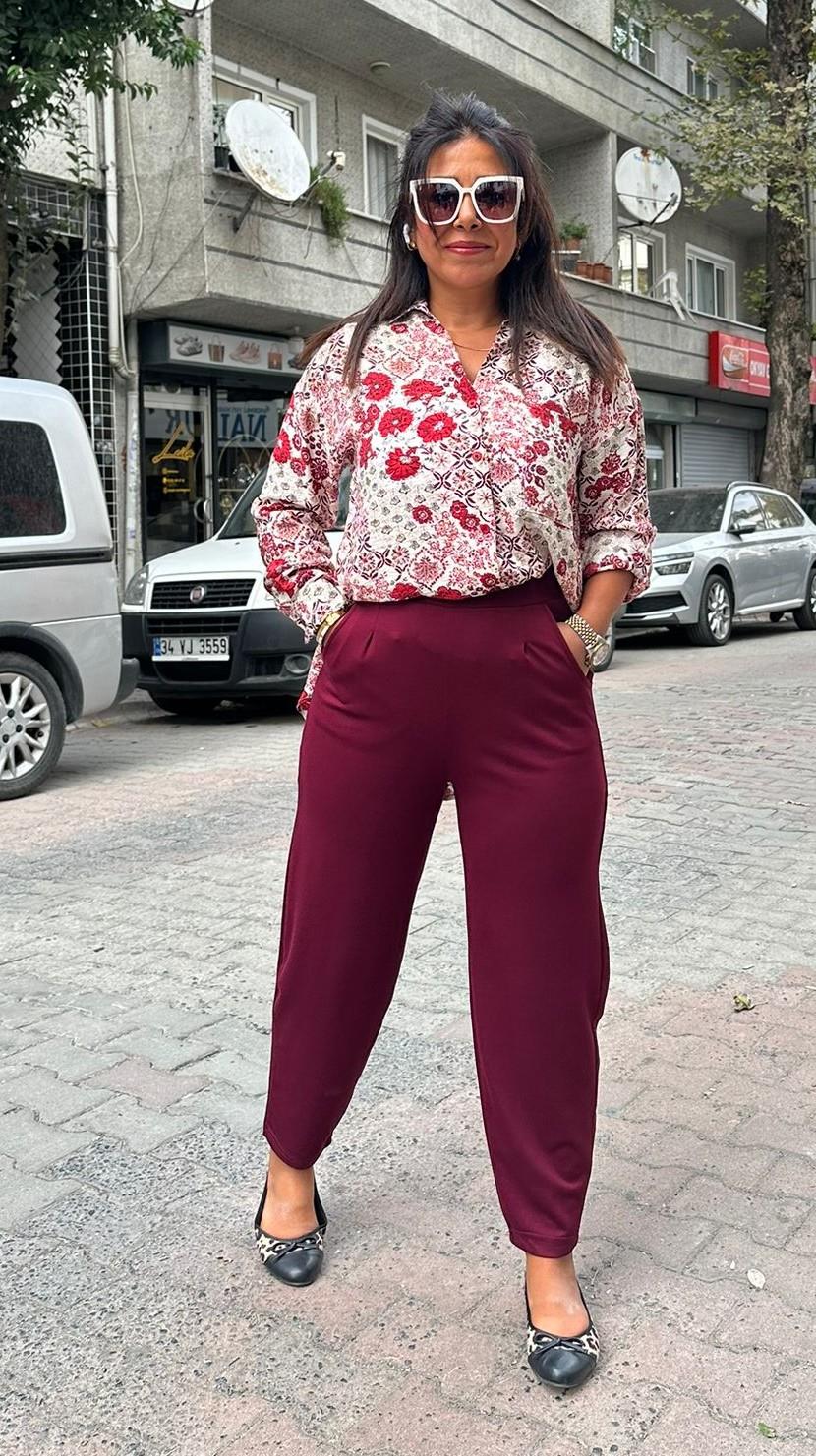 Modal Pantolon Bordo (rahat bol)