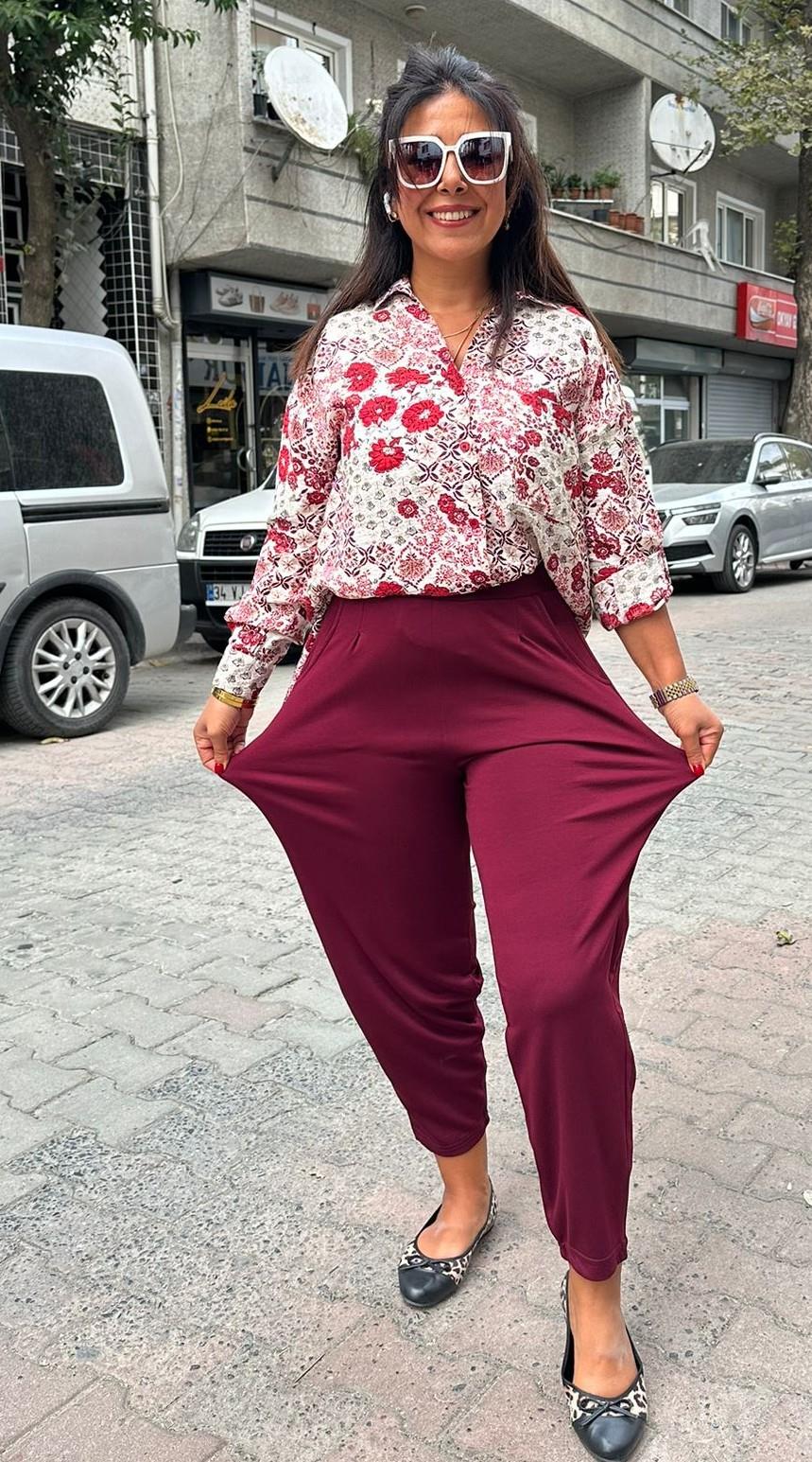 Modal Pantolon Bordo (rahat bol)