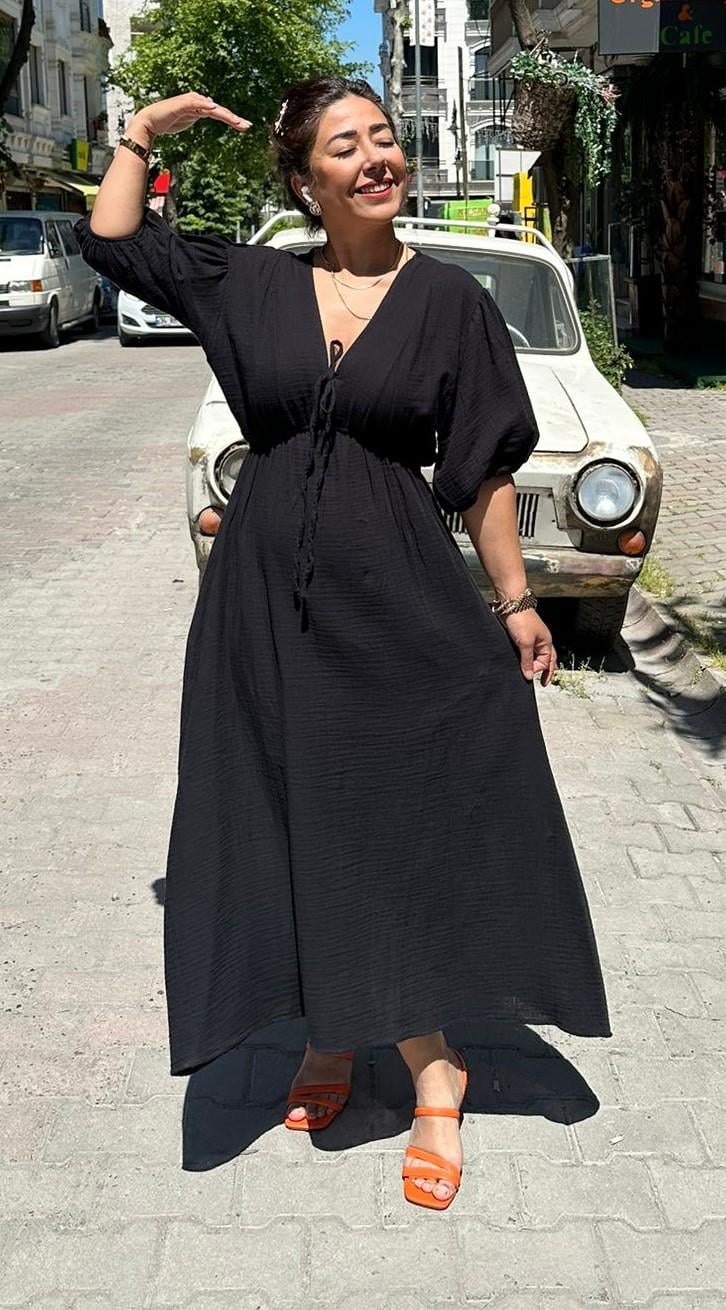 Müslin Elbise Siyah 