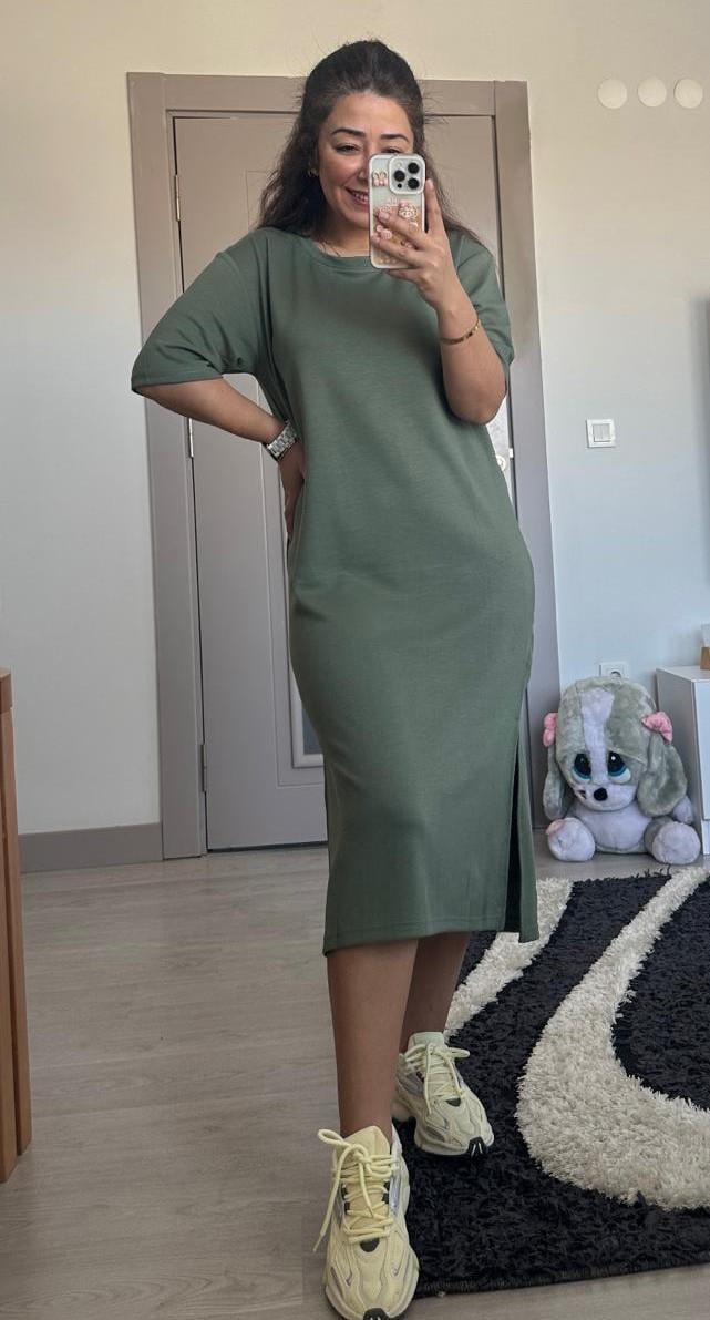 Oysho Modal kumaş Haki  Elbise