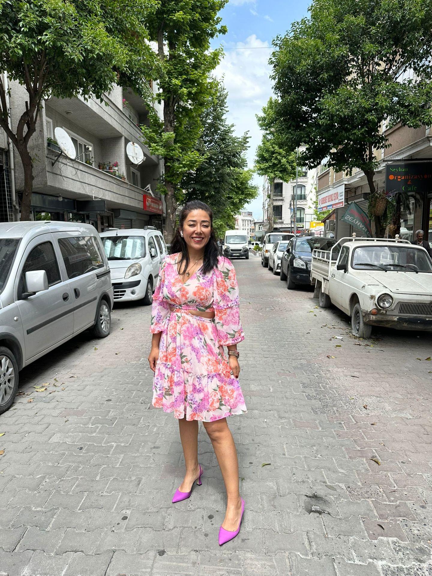Pembe Şİfon Elbise