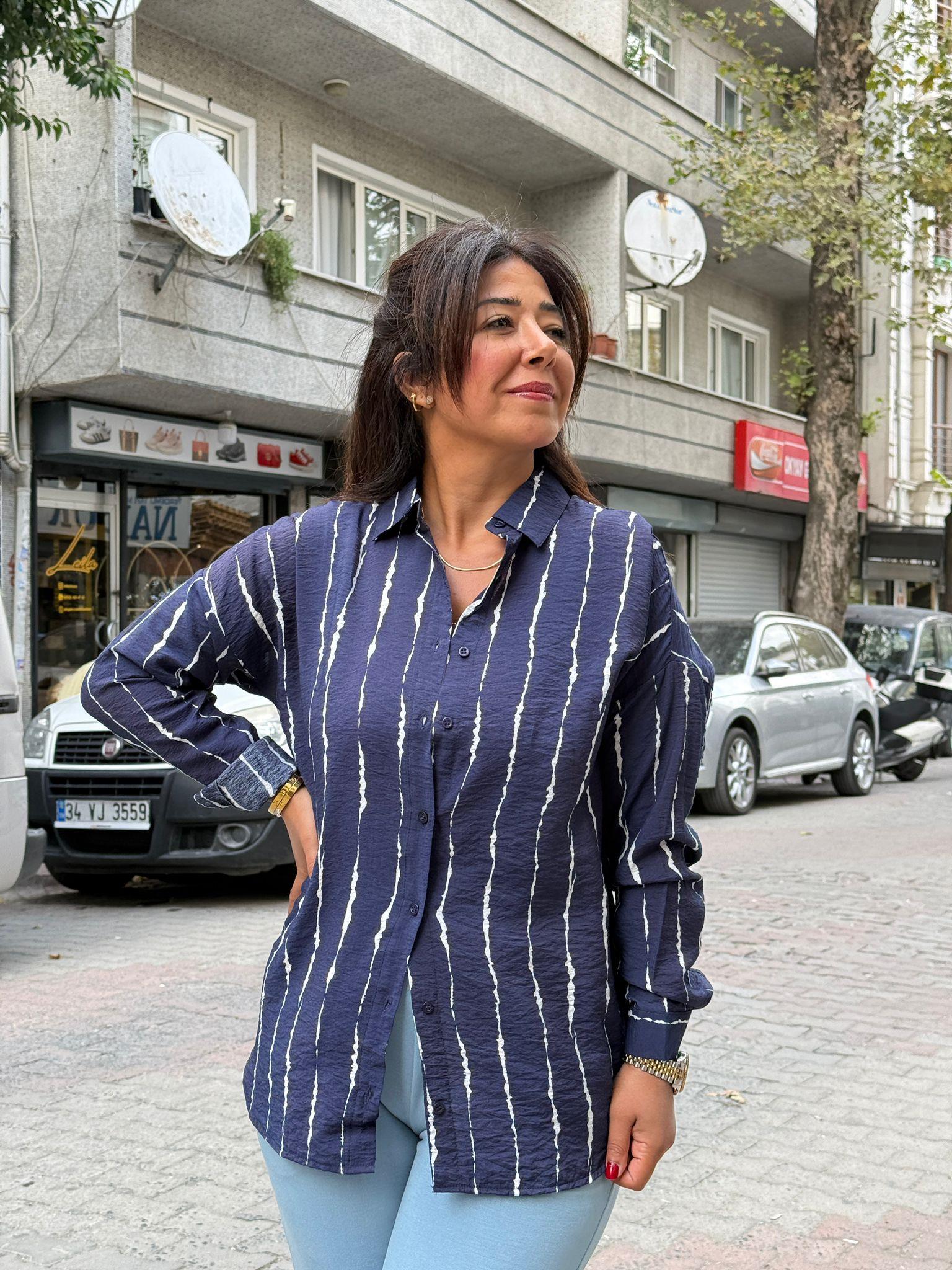 Pinterest Gömlek Lacivert (kendi bedeninzi alın)