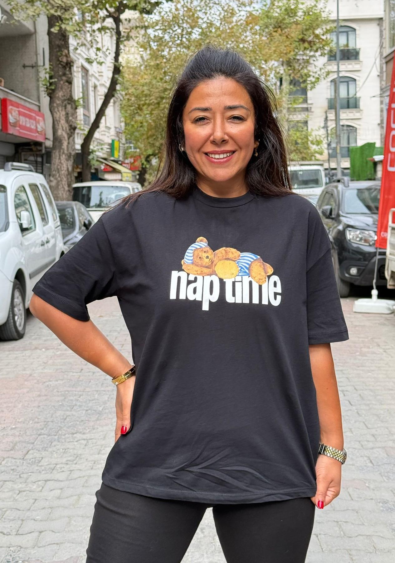 Siyah Ayıcıklı Tişört(Kalıp rahat)