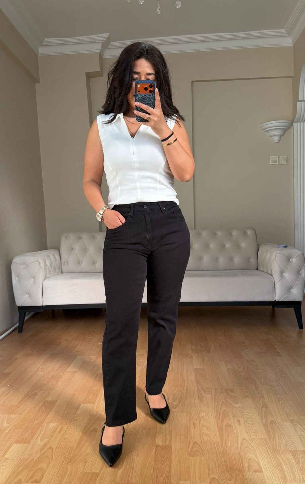 Siyah Boyfit Jean Pantolon 