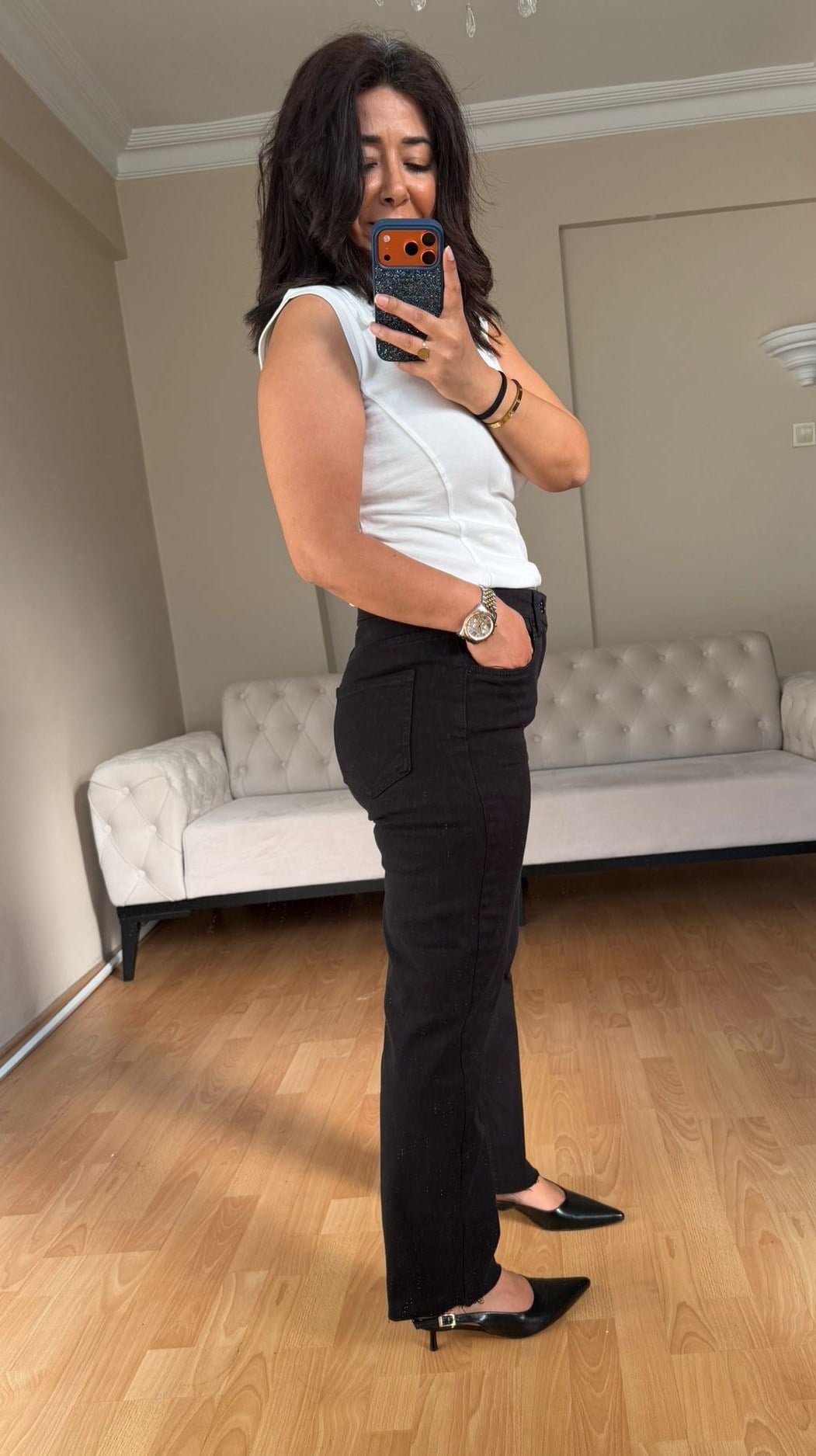 Siyah Boyfit Jean Pantolon 