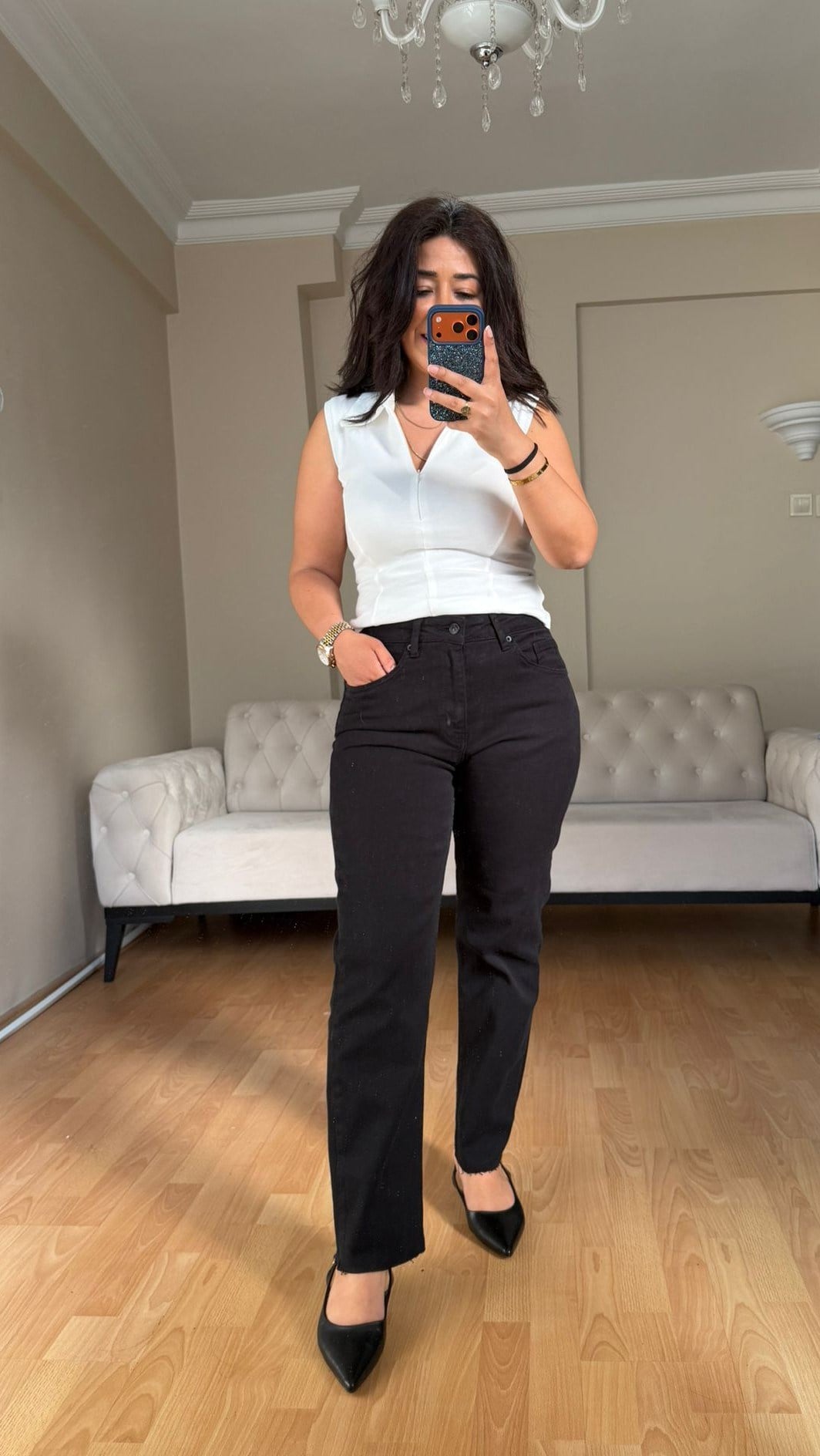 Siyah Boyfit Jean Pantolon 
