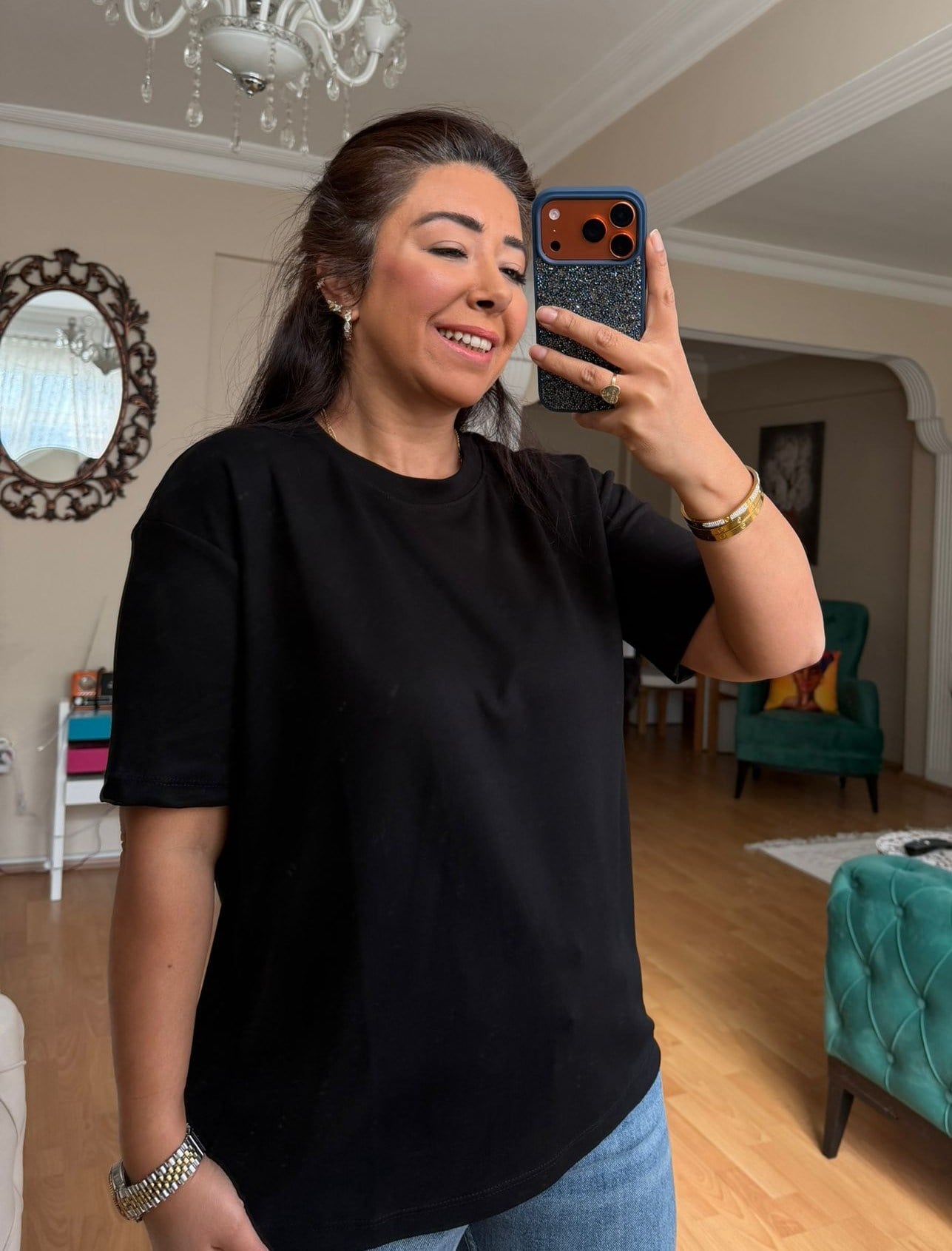 Siyah Modal Tişört  Sıfır Yaka