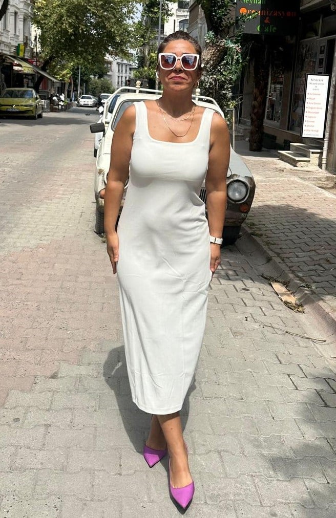 Sportif Beyaz Elbise(esnek)