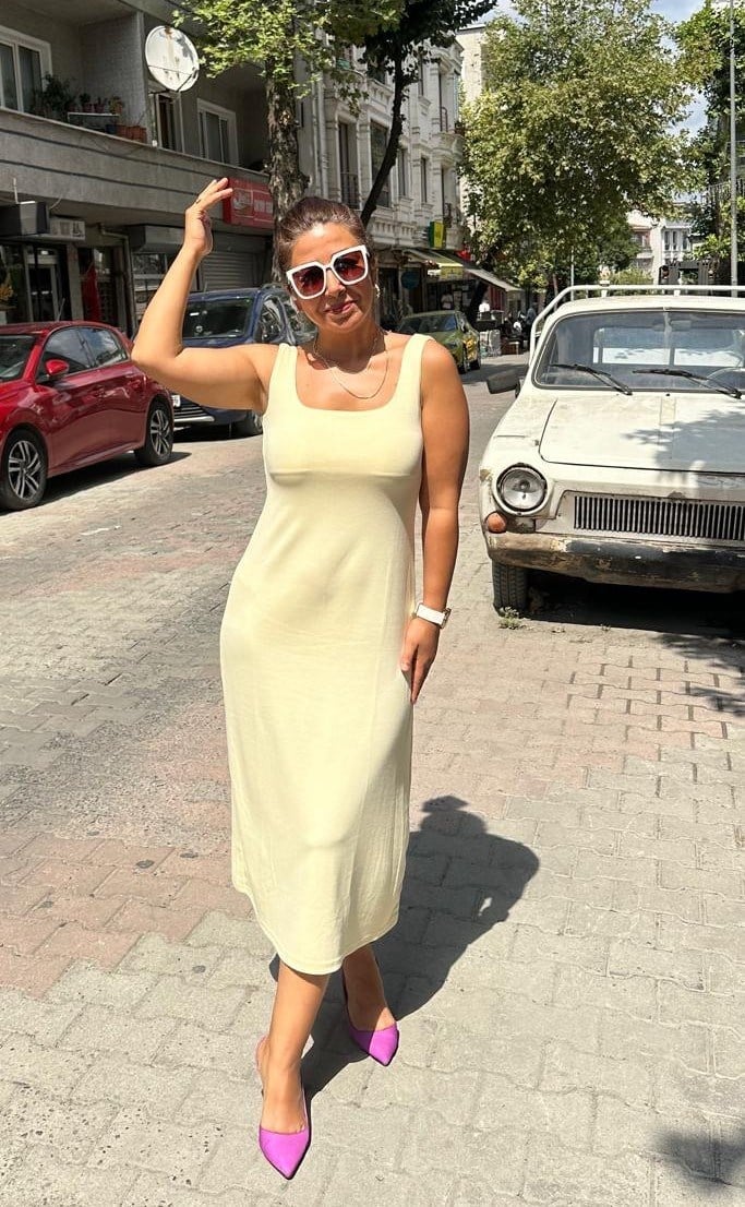 Sportif Sarı  Elbise(esnek)