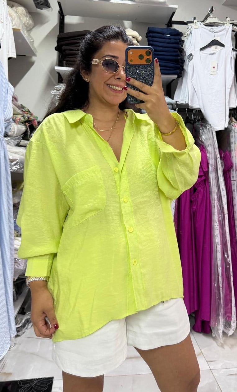 Tensel Gömlek Neon Sarı (38-46 Bedene Uyumlu)