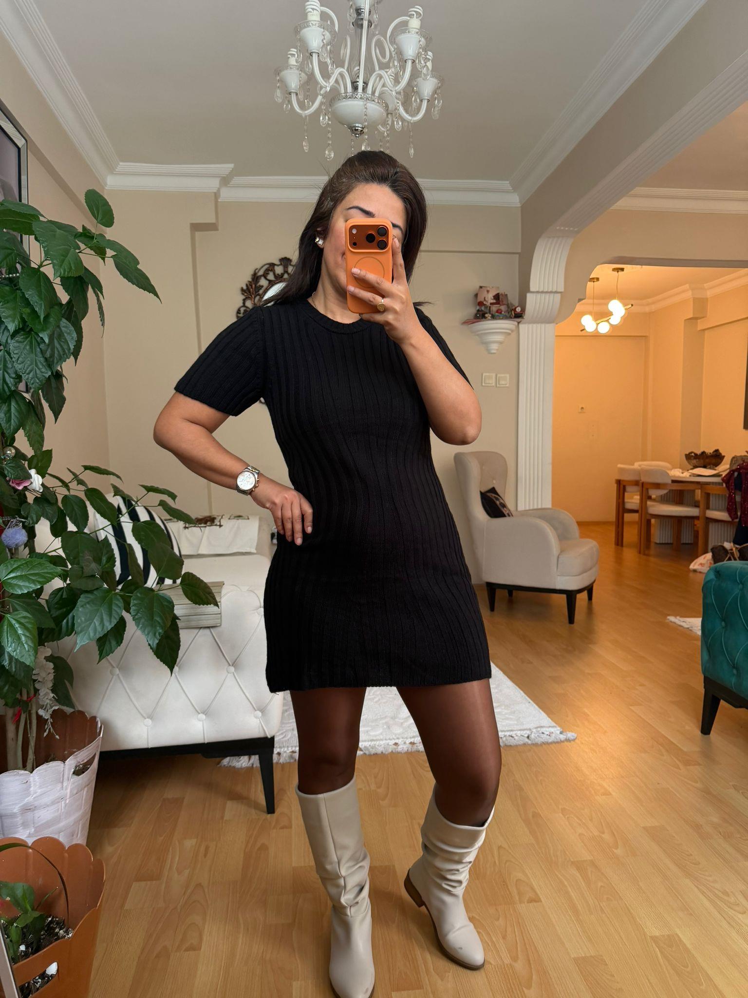 Triko Siyah Elbise(36-42uyumlu