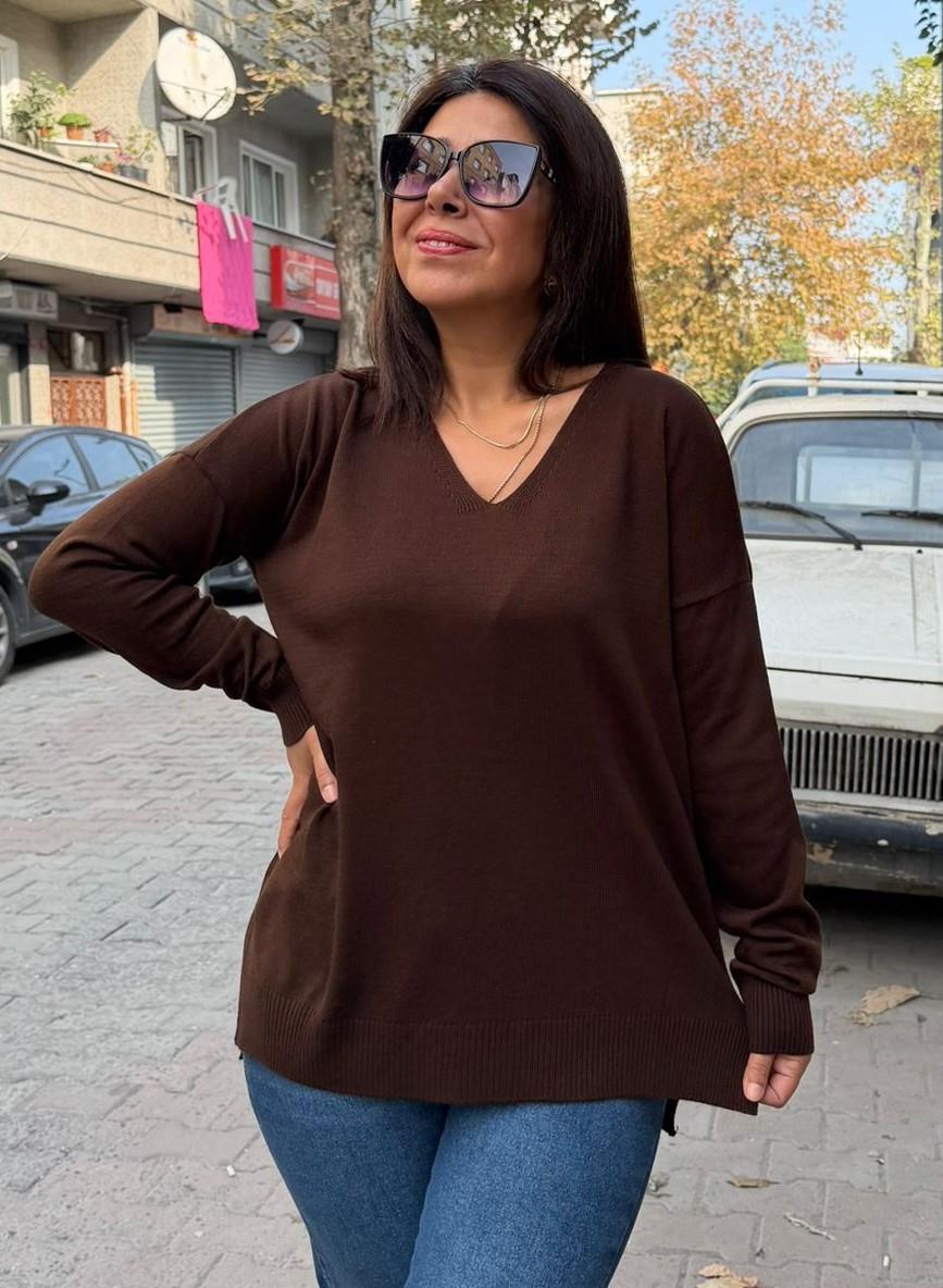 V Yaka Triko Kahve  (38-44 uymlu)