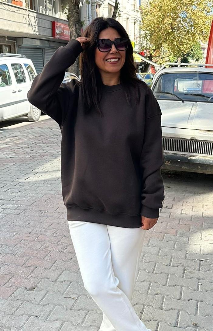 Vizon Kahve Basic Sweatsirt