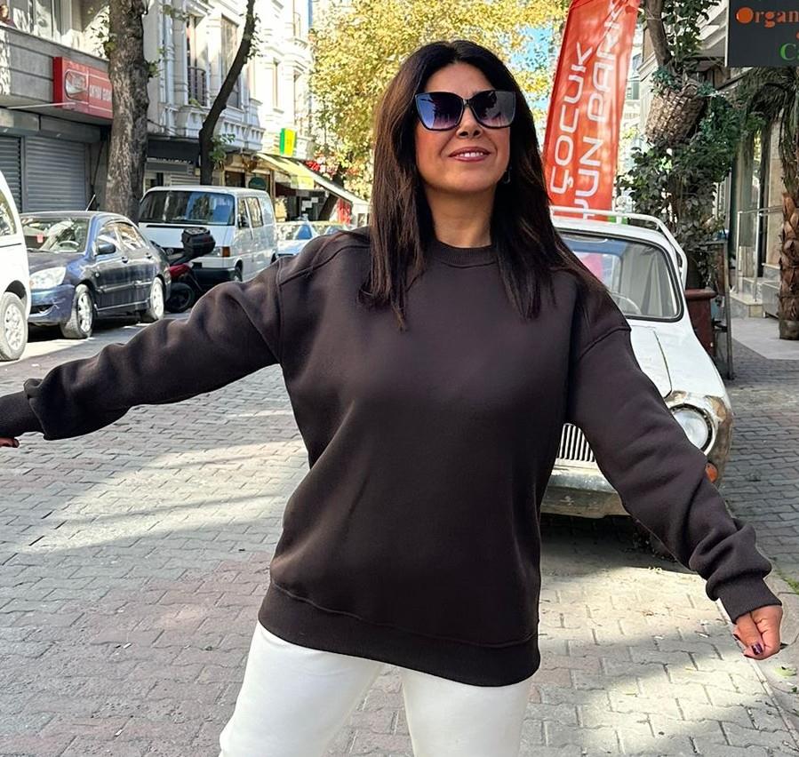 Vizon Kahve Basic Sweatsirt