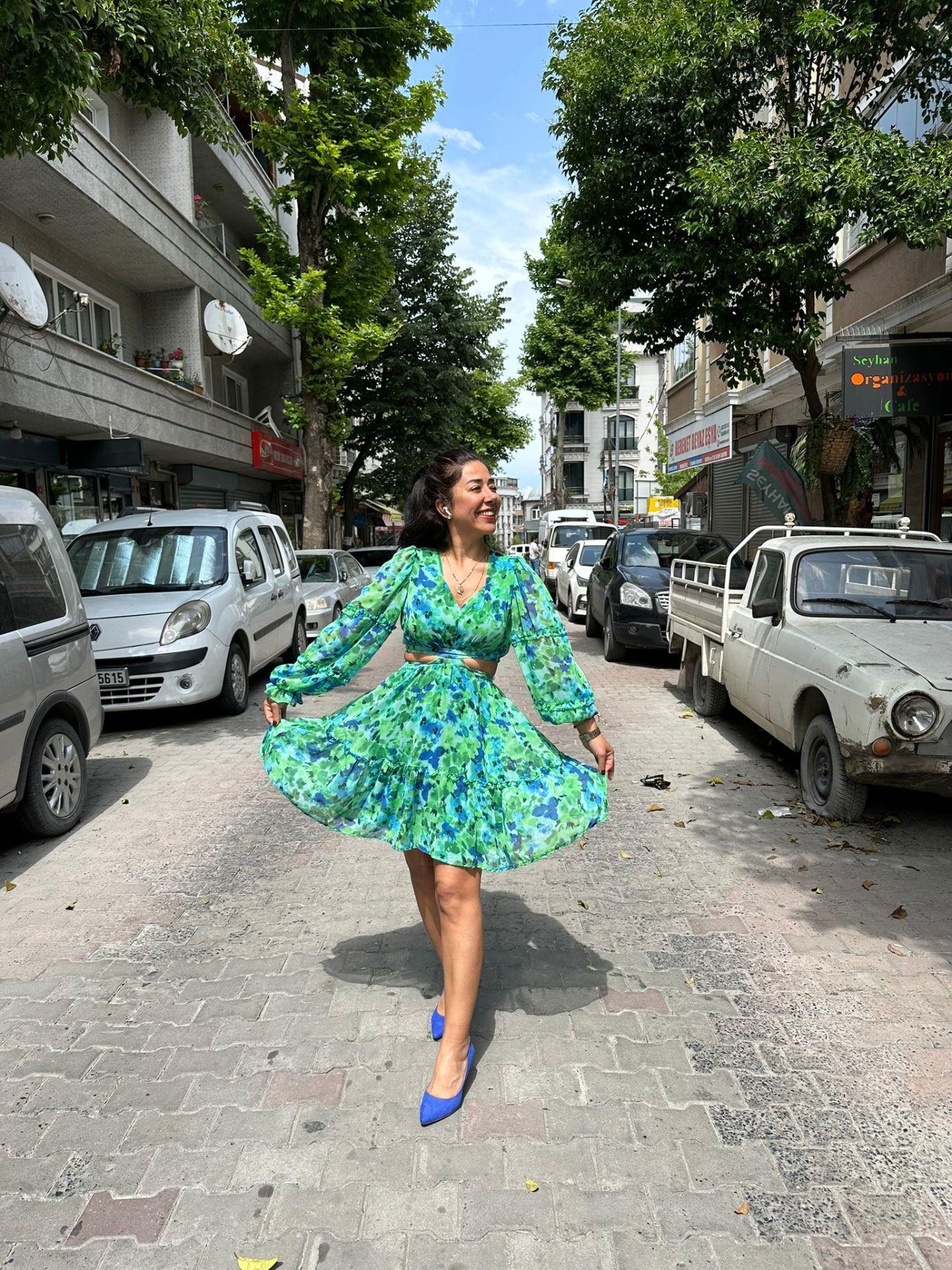Yeşil Şİfon Elbise